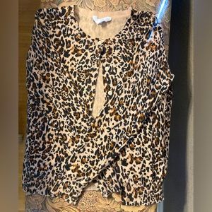 Time & Tru Leopard Print Cardigan Sz S